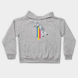 Grey wolf with primary color streak Kids Hoodie